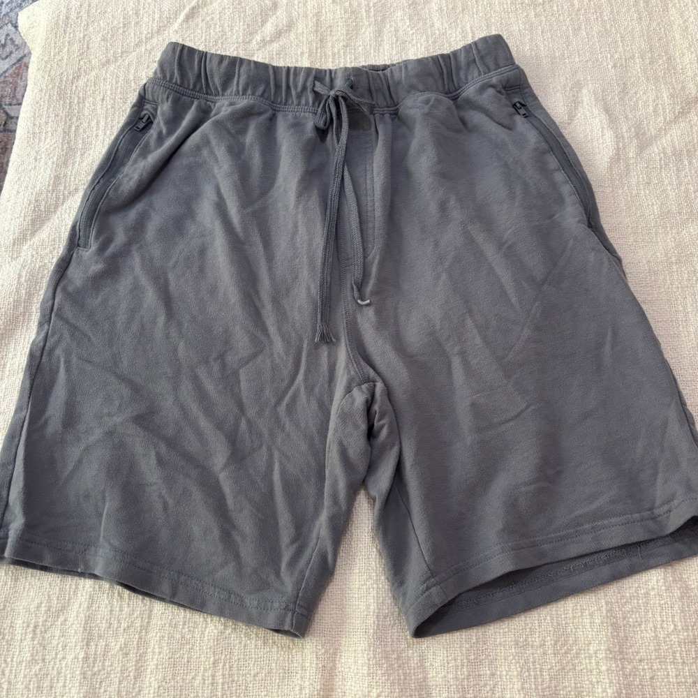 Eddie Bauer Mens Sleepwear Knit Lounge Shorts Gray Zipper Pockets Size M